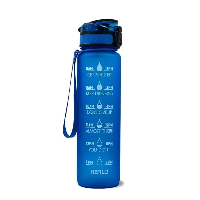 1L Tritan Material Water Bottle With Bounce Cover Time Scale Reminder Frosted Leakproof Cup For Outdoor Sports Fitness