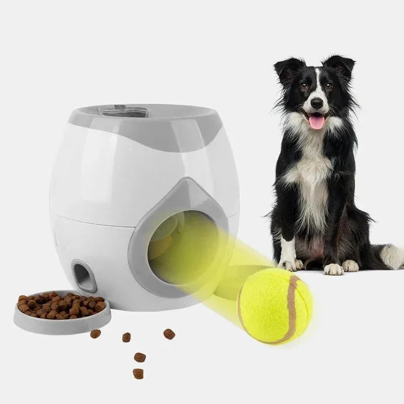 2-in-1 Pet Interactive Toy Dog Tennis Throwing Training Reward Machine Feeding Machine Automatic Feeder Pet Supplies