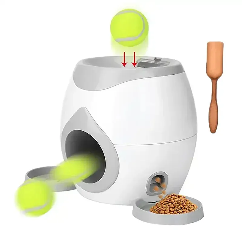 2-in-1 Pet Interactive Toy Dog Tennis Throwing Training Reward Machine Feeding Machine Automatic Feeder Pet Supplies