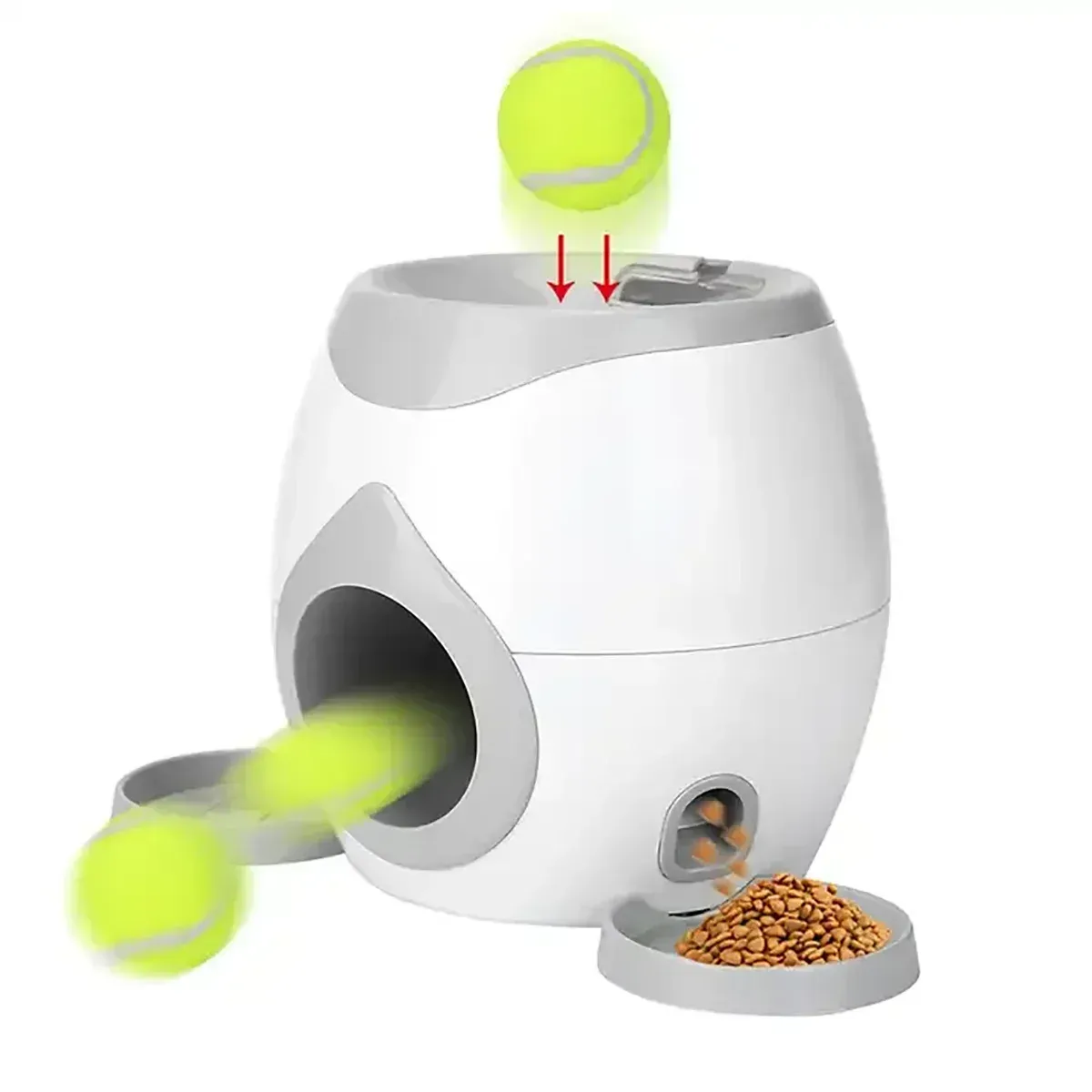 2-in-1 Pet Interactive Toy Dog Tennis Throwing Training Reward Machine Feeding Machine Automatic Feeder Pet Supplies