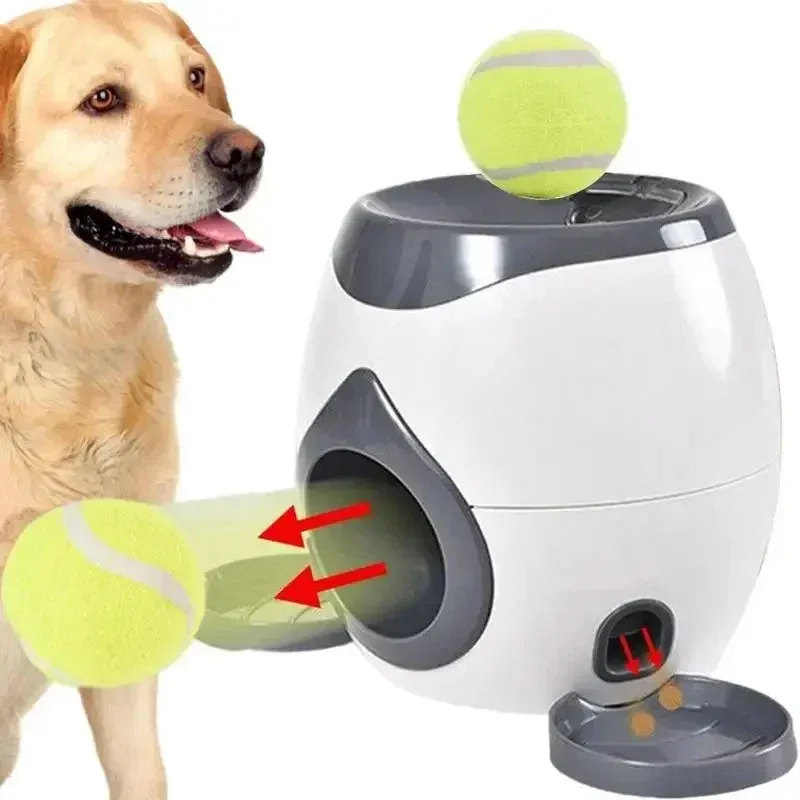 2-in-1 Pet Interactive Toy Dog Tennis Throwing Training Reward Machine Feeding Machine Automatic Feeder Pet Supplies
