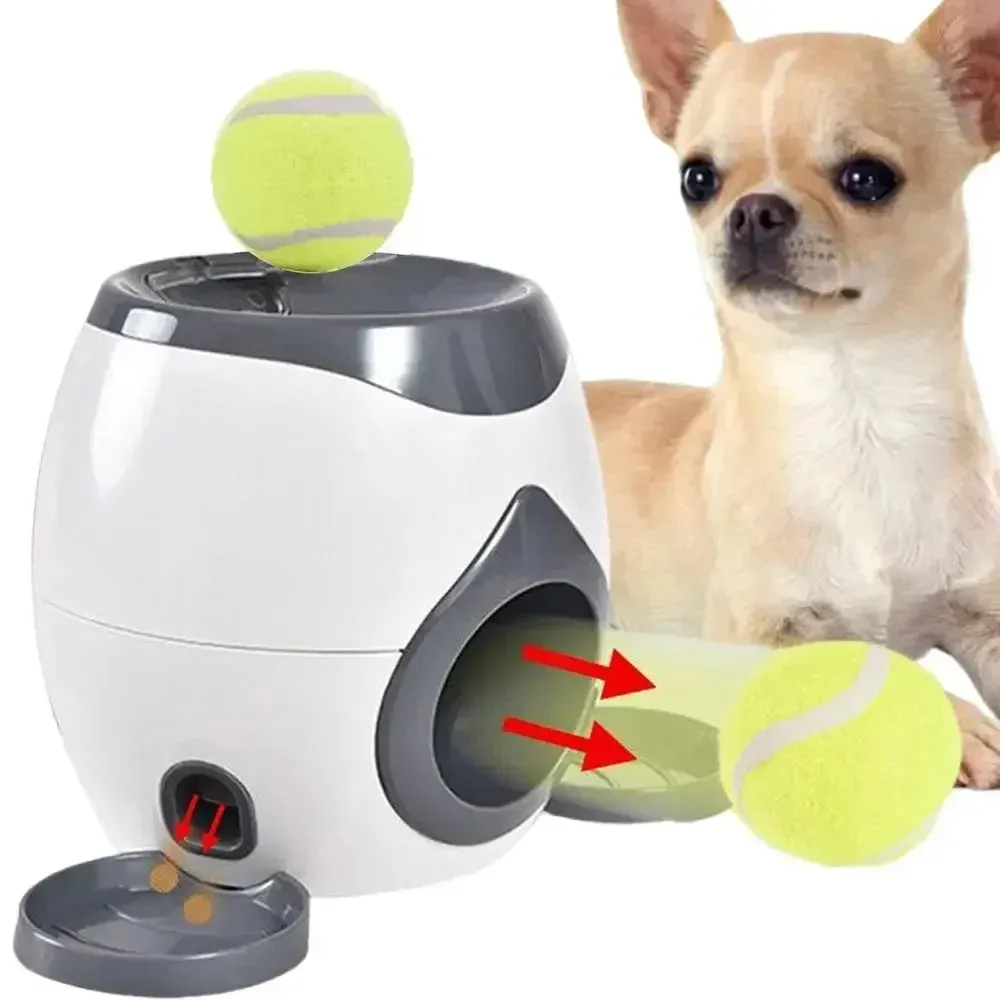 2-in-1 Pet Interactive Toy Dog Tennis Throwing Training Reward Machine Feeding Machine Automatic Feeder Pet Supplies