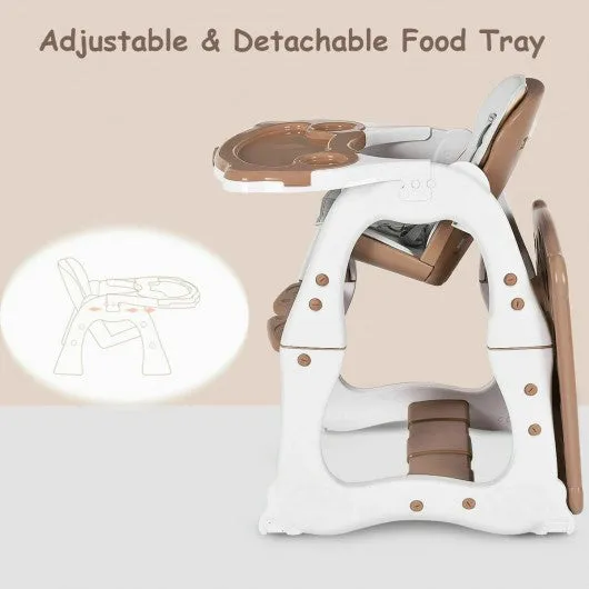 3 in 1 Infant Table and Chair Set Baby High Chair-Brown