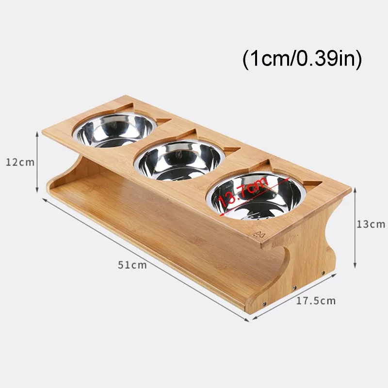 3 Stainless Steel Bowl Cat Feeder