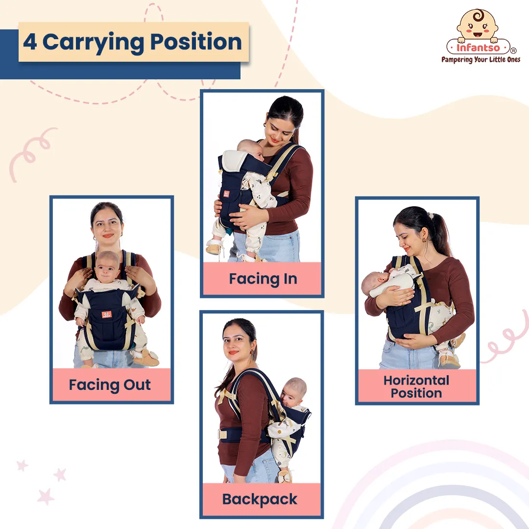 4-Way Ergonomic Baby Carrier: Comfortable, Breathable, & Adjustable for 03-24 Months