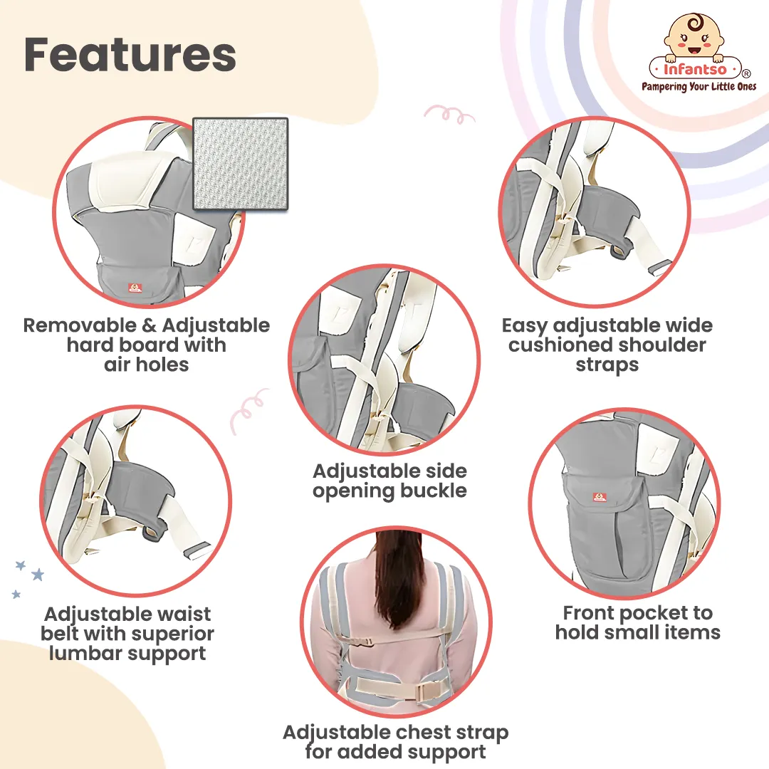4-Way Ergonomic Baby Carrier: Comfortable, Breathable, & Adjustable for 03-24 Months