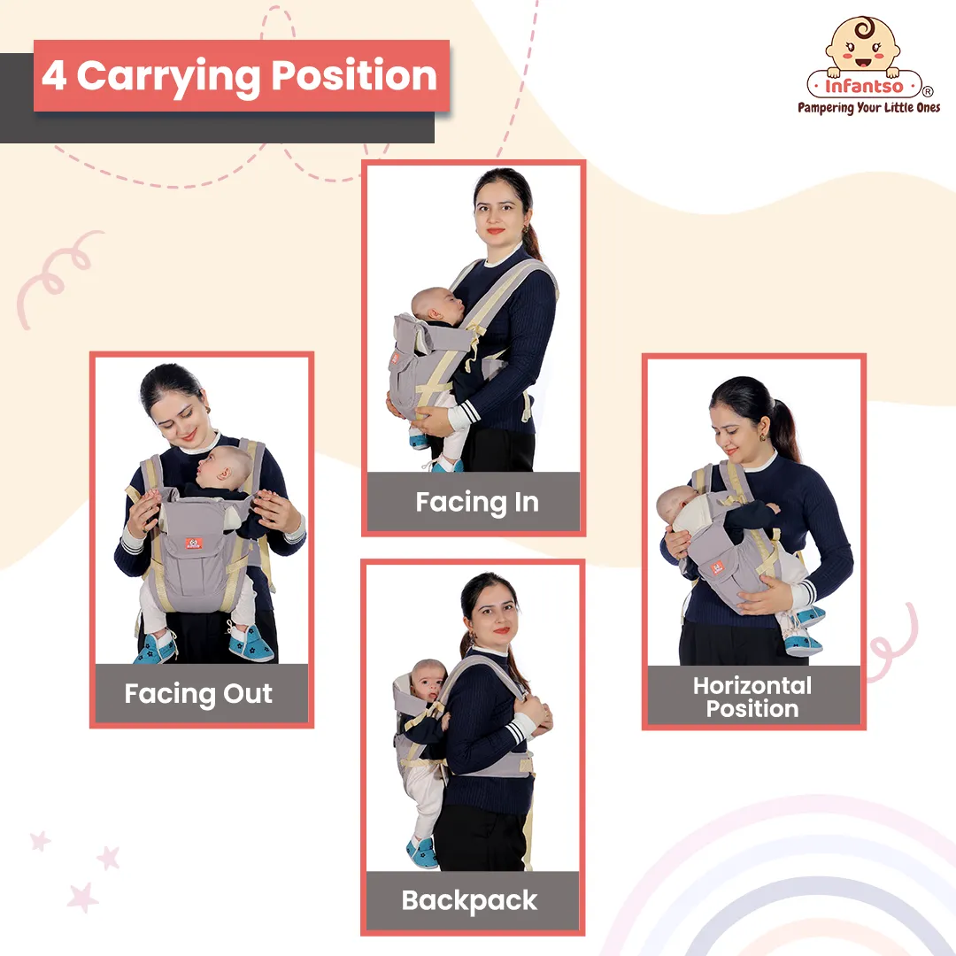 4-Way Ergonomic Baby Carrier: Comfortable, Breathable, & Adjustable for 03-24 Months