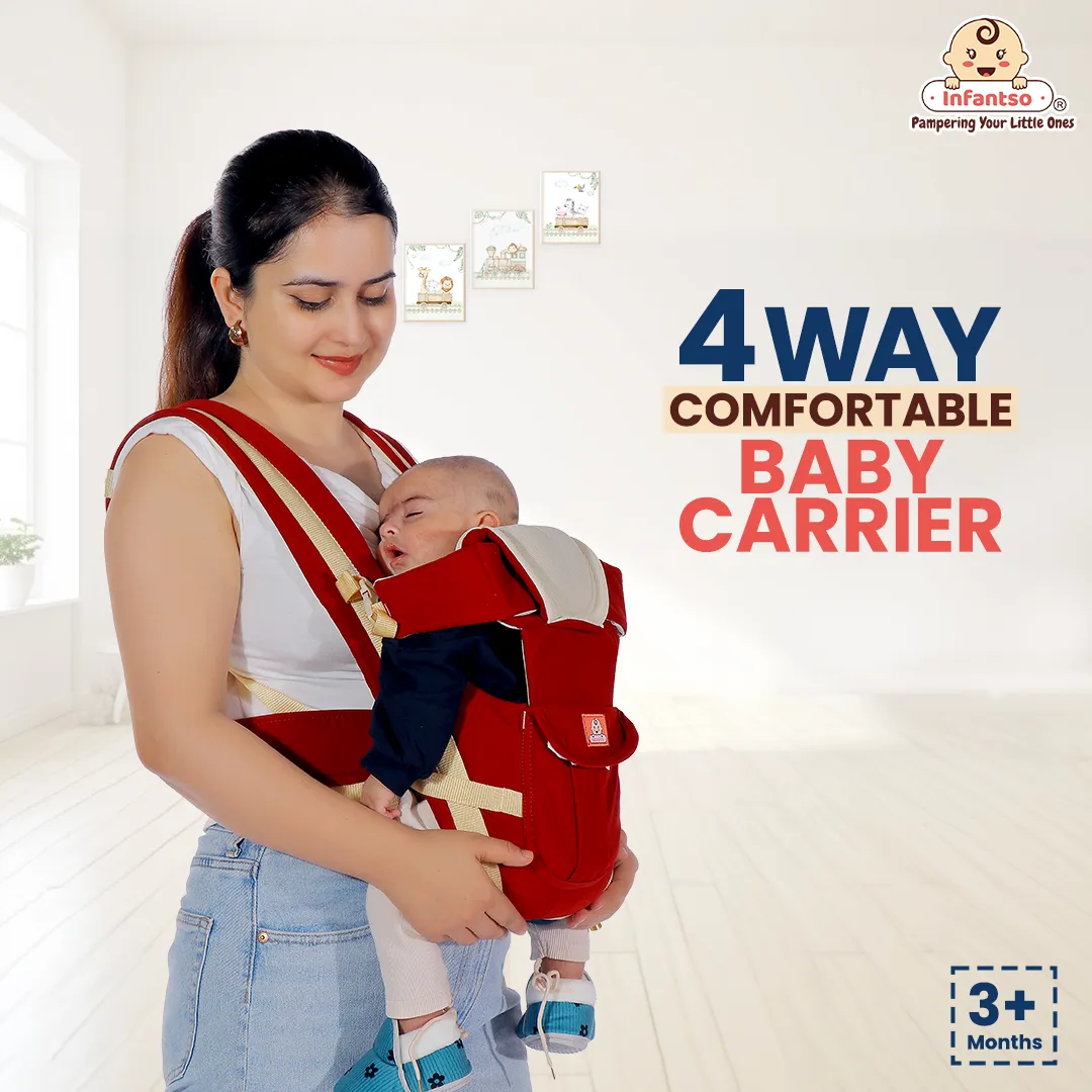 4-Way Ergonomic Baby Carrier: Comfortable, Breathable, & Adjustable for 03-24 Months