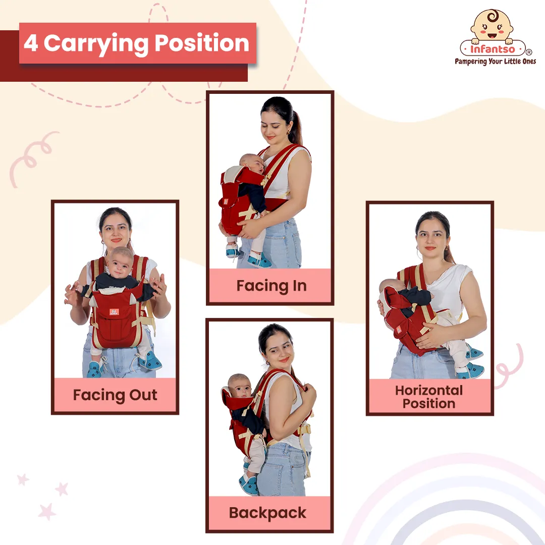 4-Way Ergonomic Baby Carrier: Comfortable, Breathable, & Adjustable for 03-24 Months