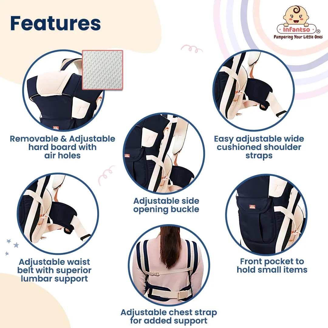 4-Way Ergonomic Baby Carrier: Comfortable, Breathable, & Adjustable for 03-24 Months