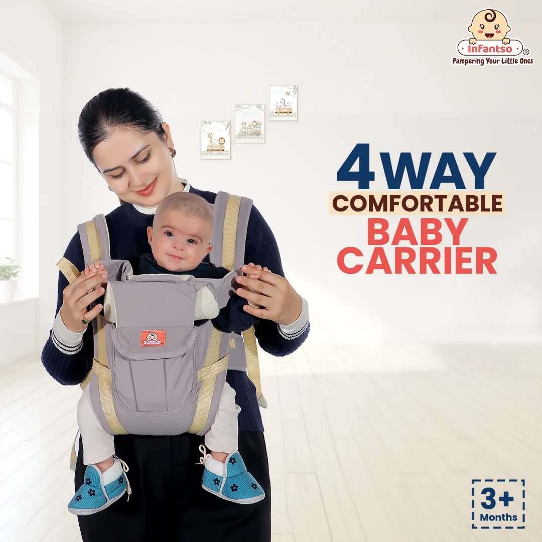4-Way Ergonomic Baby Carrier: Comfortable, Breathable, & Adjustable for 03-24 Months