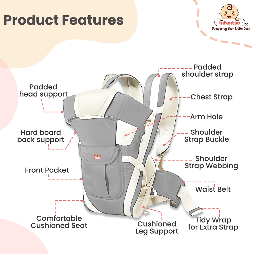 4-Way Ergonomic Baby Carrier: Comfortable, Breathable, & Adjustable for 03-24 Months
