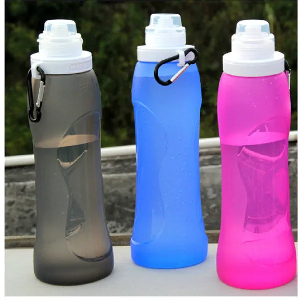 500ml Foldable Silicone Water Bottle Portable Folding Kettle For Cycling Outdoor Sports