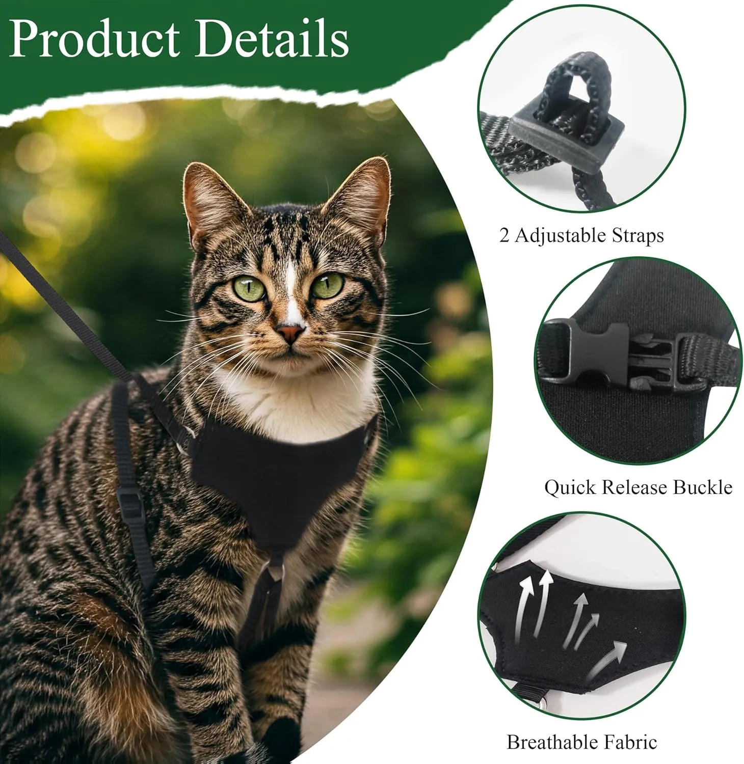 A1 Home Collections Escape Proof Cat Harness and Leash, Soft Adjustable Vest, Comfortable Mesh and Long Strips, Easy Control, Safe Walking Harness for Cats (Small)