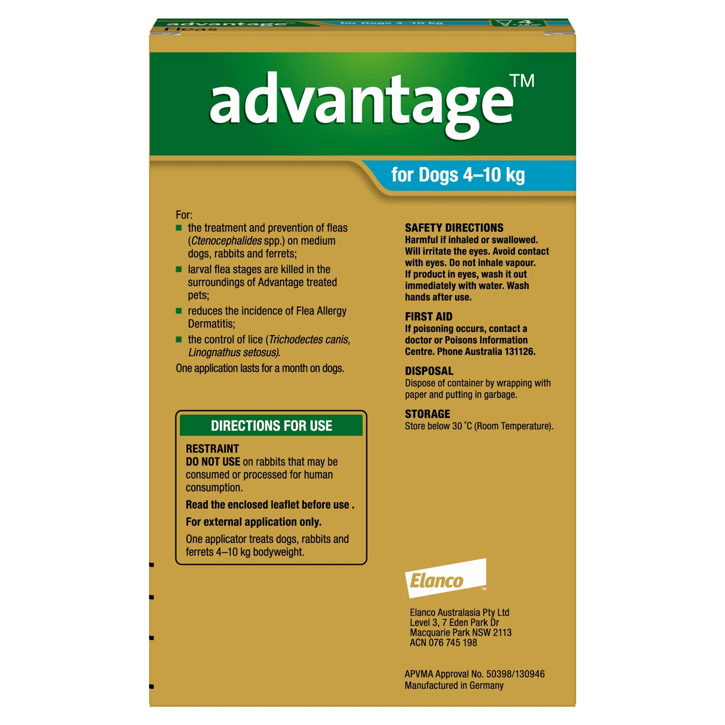 Advantage Flea Treatment 4-10kg Dog