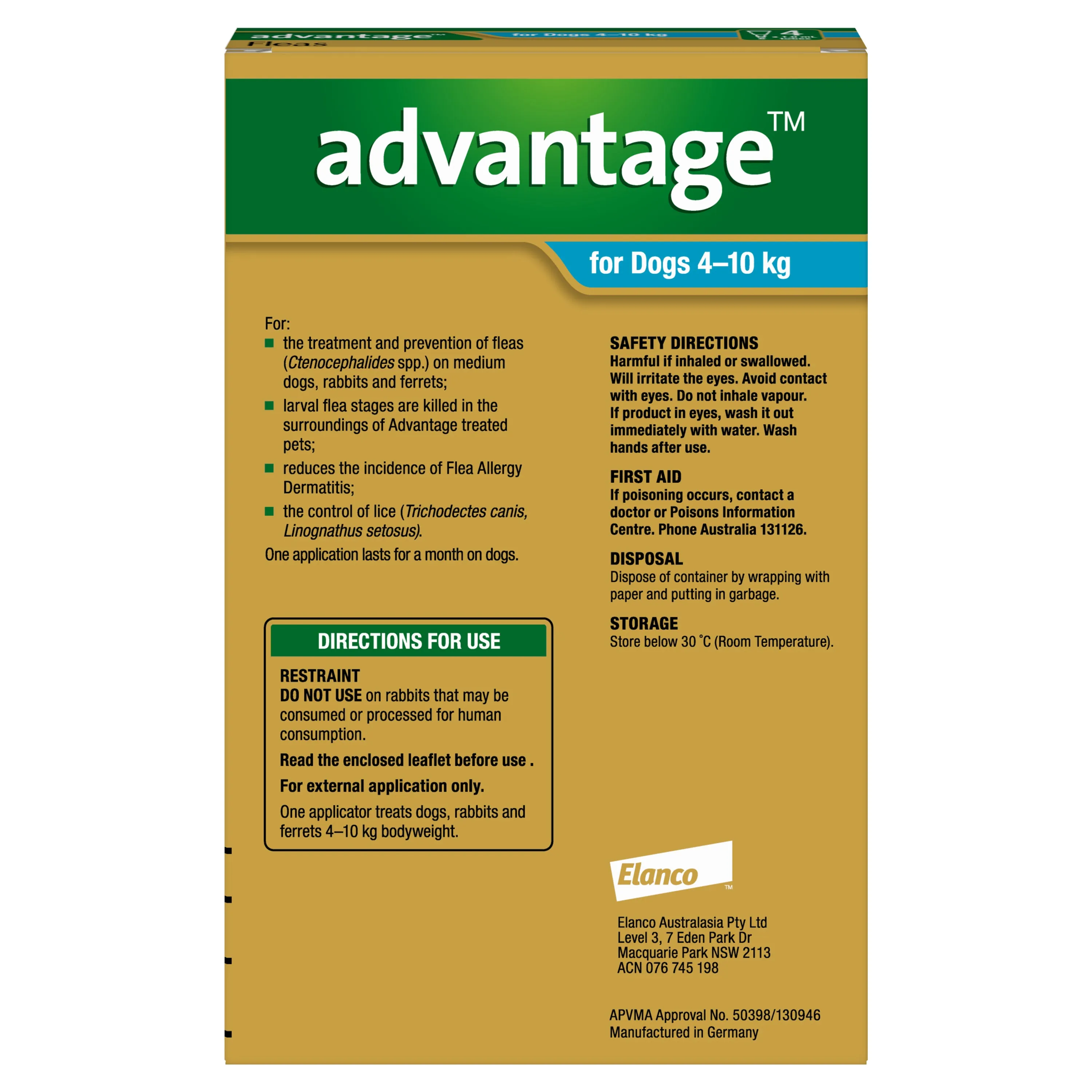 Advantage - Flea Treatment for Dogs 4-10kg (4pk)