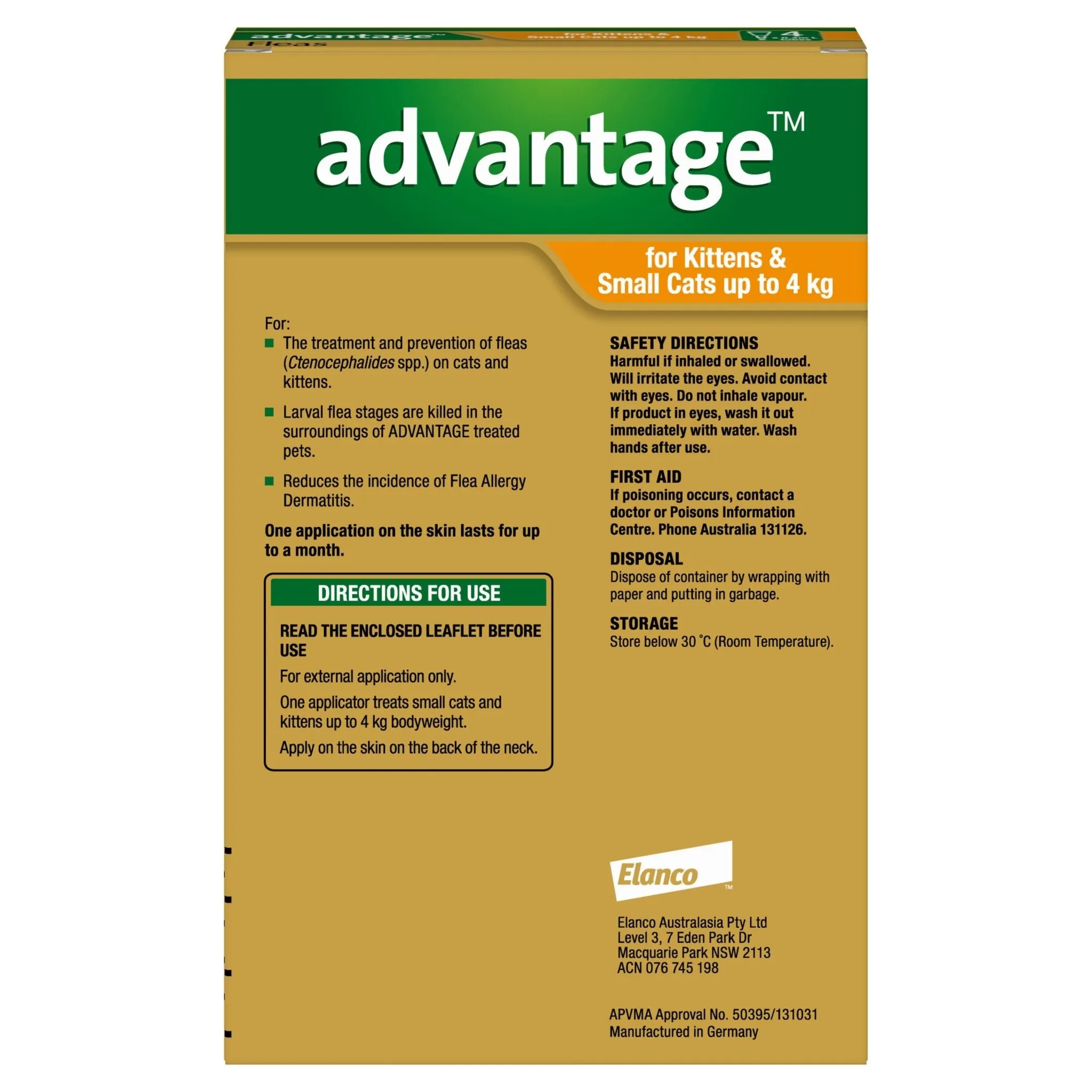 Advantage Flea Treatment <4kg Cat & Kitten