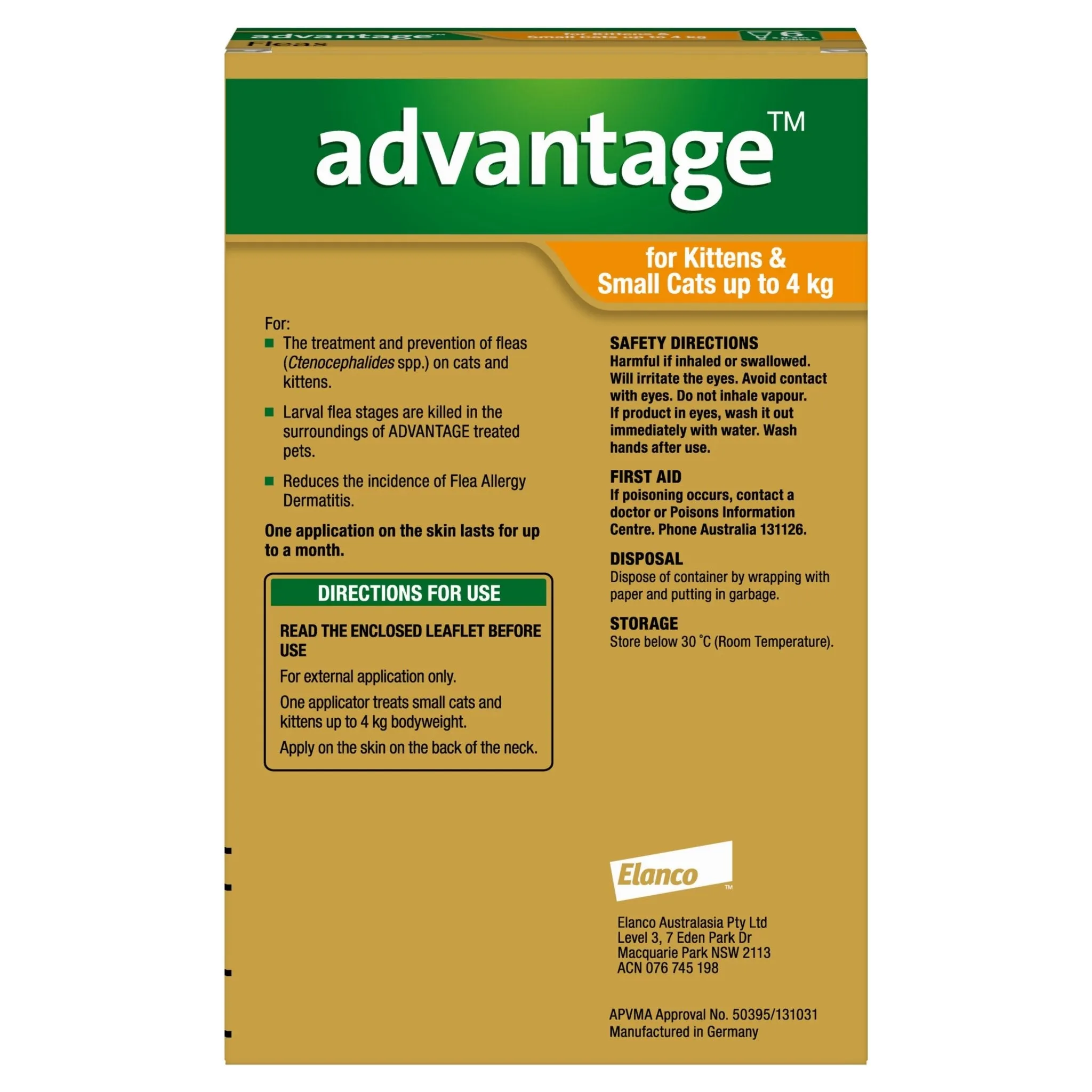 Advantage Flea Treatment <4kg Cat & Kitten