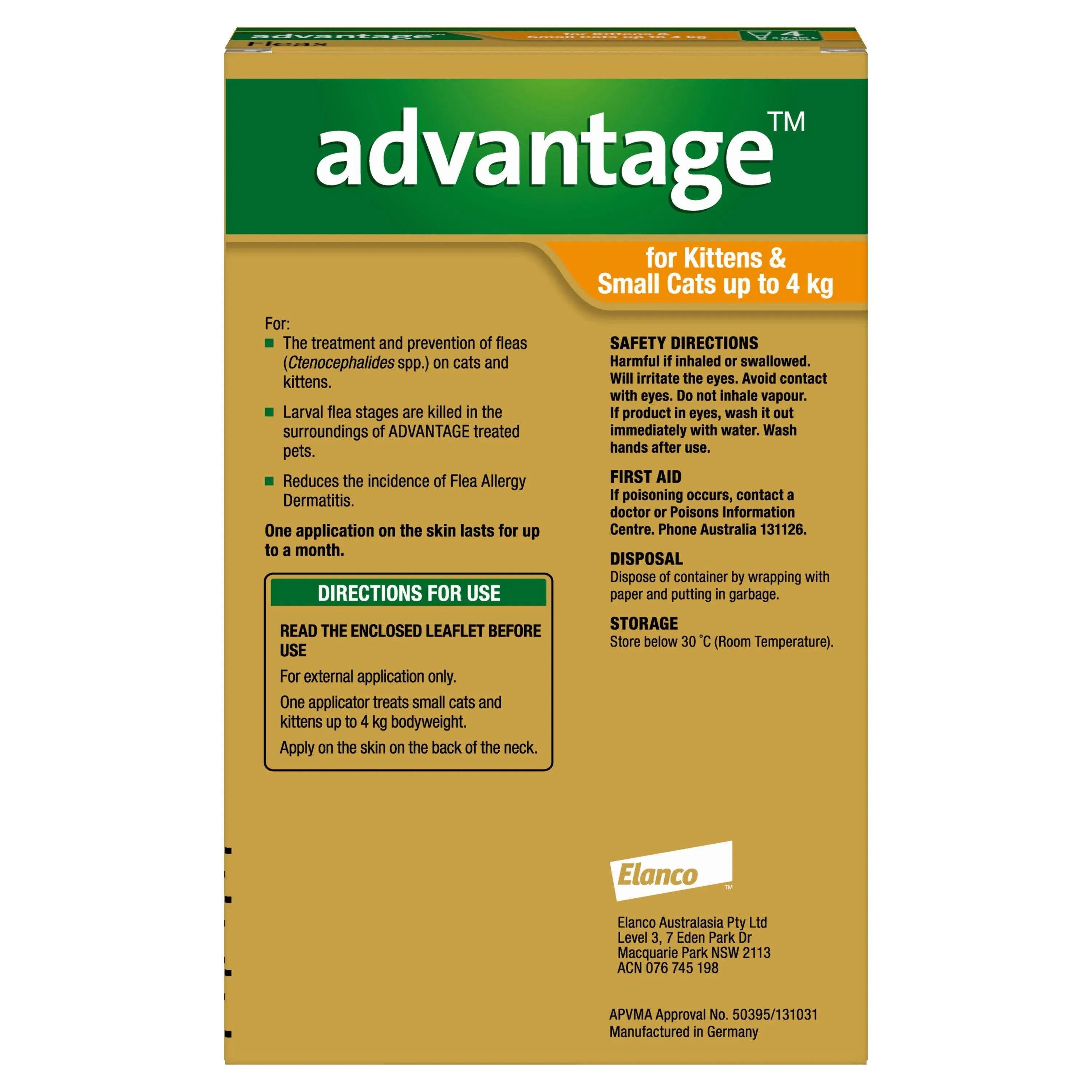 Advantage Flea Treatment <4kg Cat & Kitten