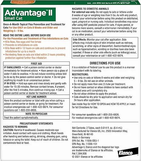 Advantage II for Small Cats 5-9 lbs. 4 pack