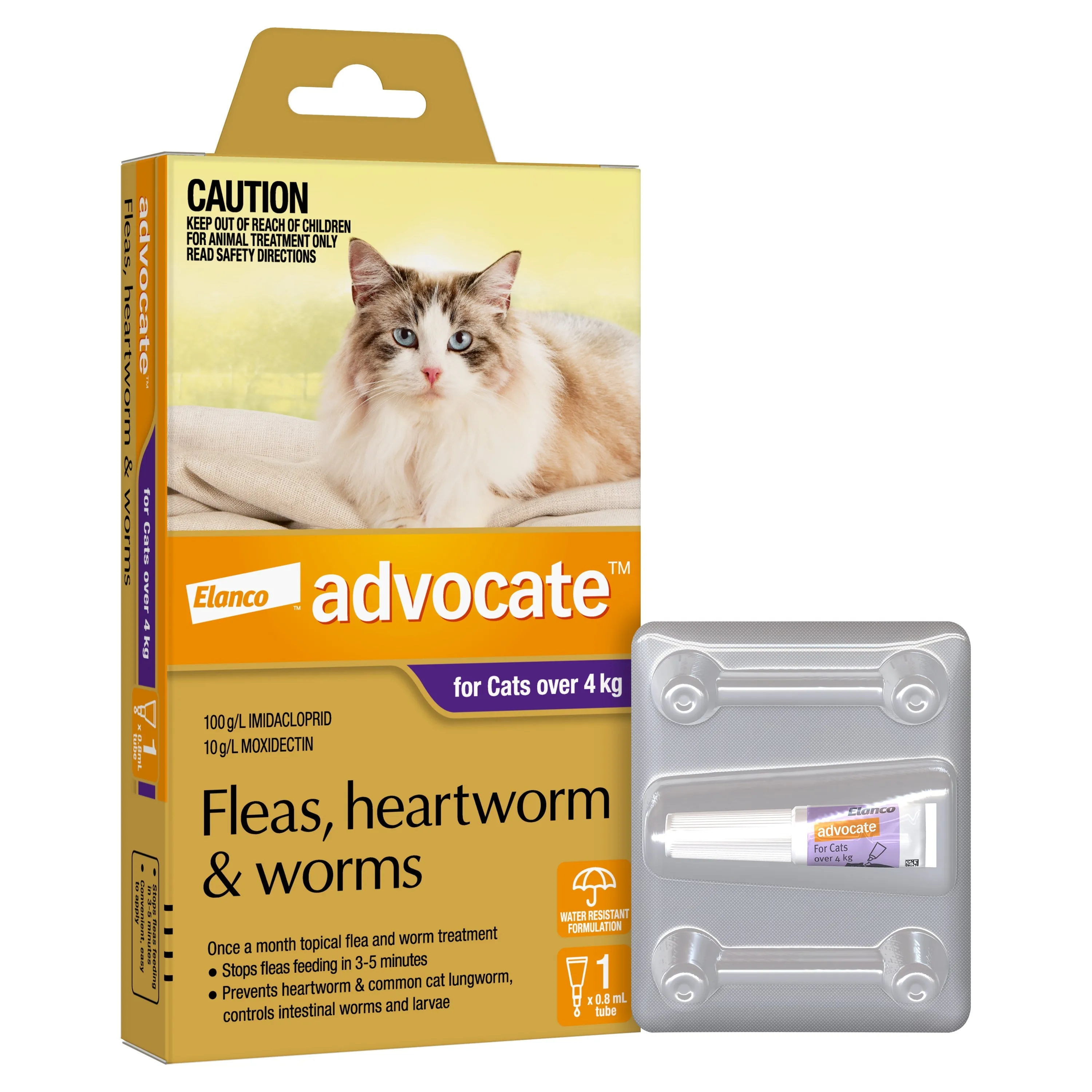 Advocate Flea Heartworm and Worm Treatment for Cats 4kg Purple 1 Pack^^^