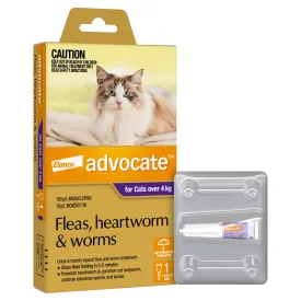 Advocate Flea Heartworm and Worm Treatment for Cats 4kg Purple 1 Pack