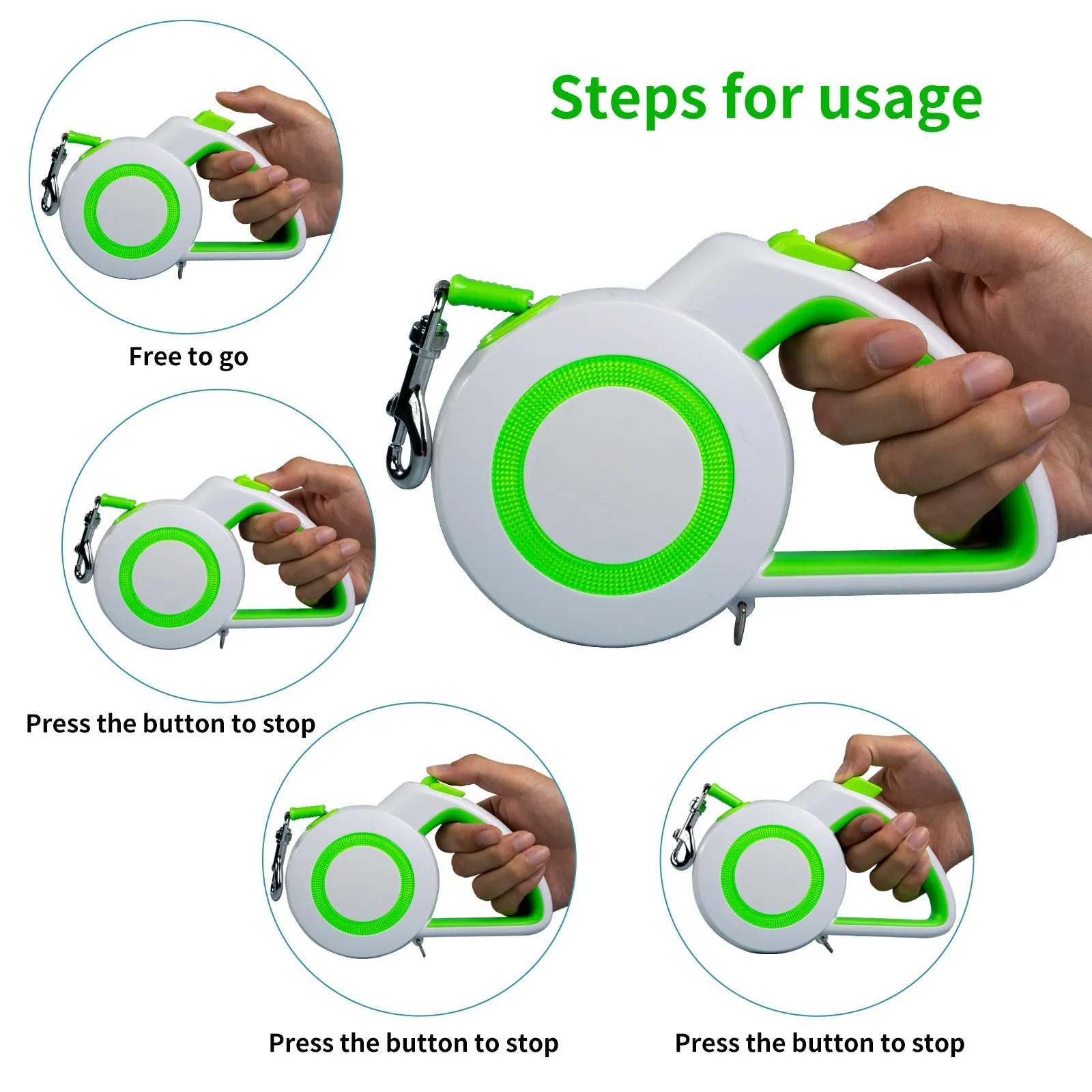 Aiitle Outdoor Night Running Reflective Dog Leash Green