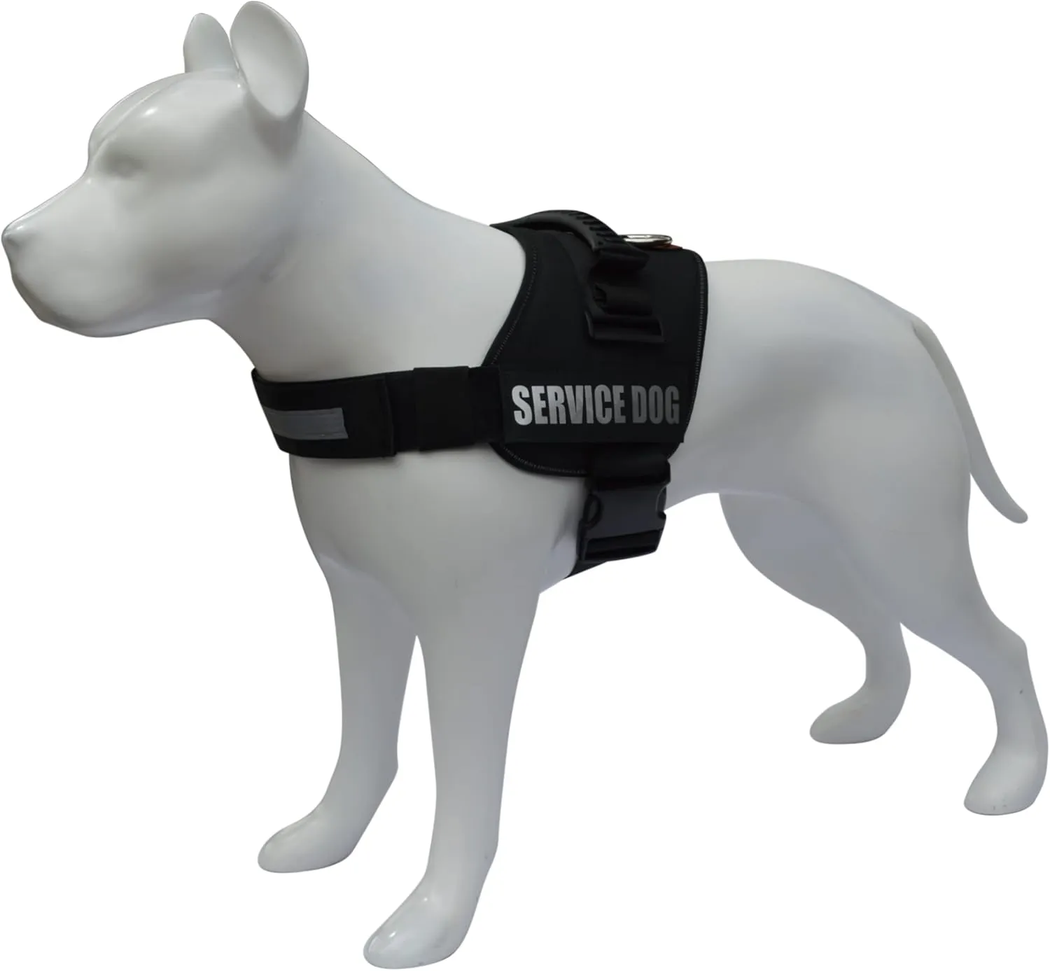 ALBCORP Reflective Service Dog Vest Harness  No-Pull Harness with Handle & Comfy Mesh Padding  Available in Sizes XXS-XL with 2 Removable Hook & Loop Service Dog Patches, Extra Large, Black