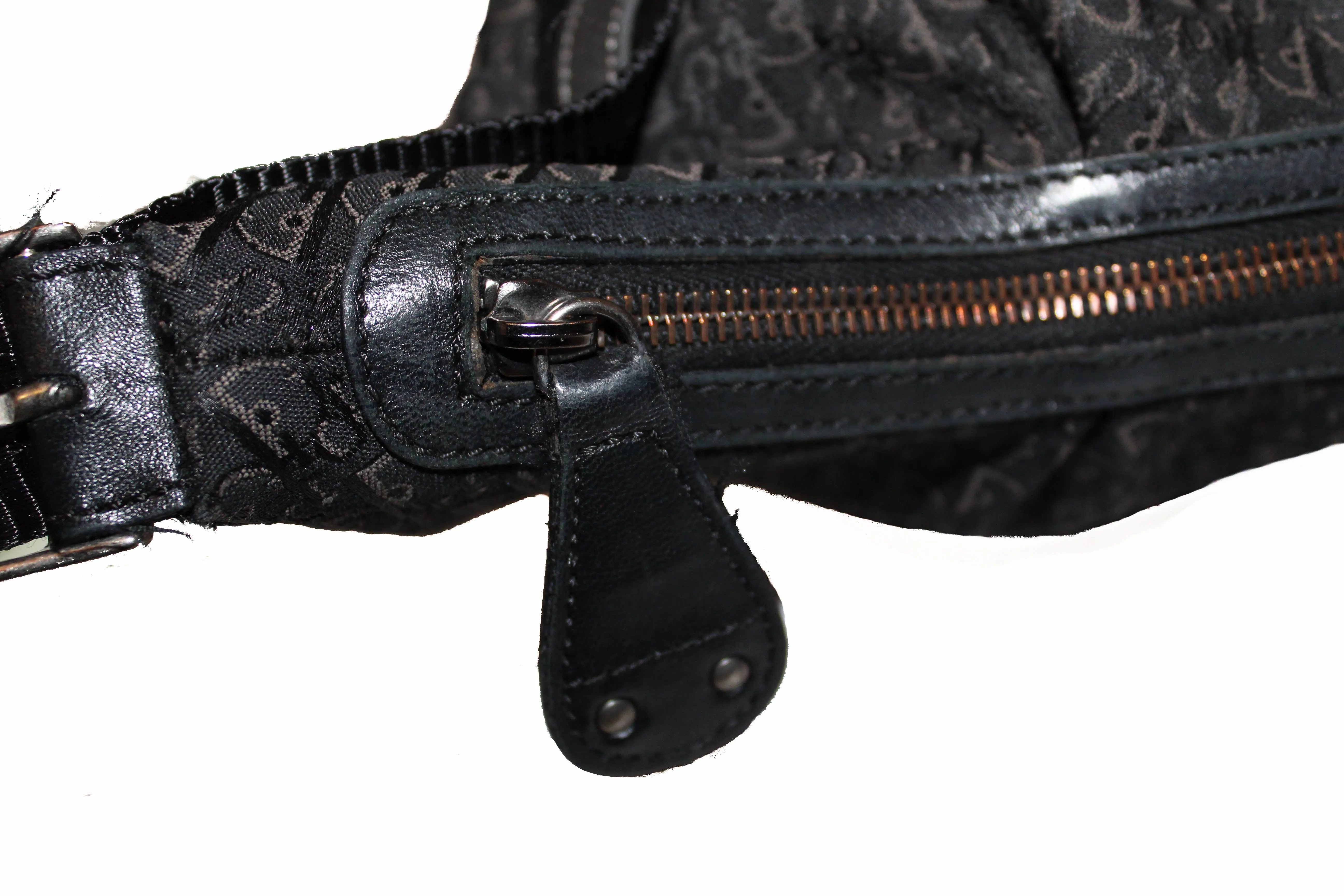 Authentic Christian Dior Black Fabric Messenger Bag