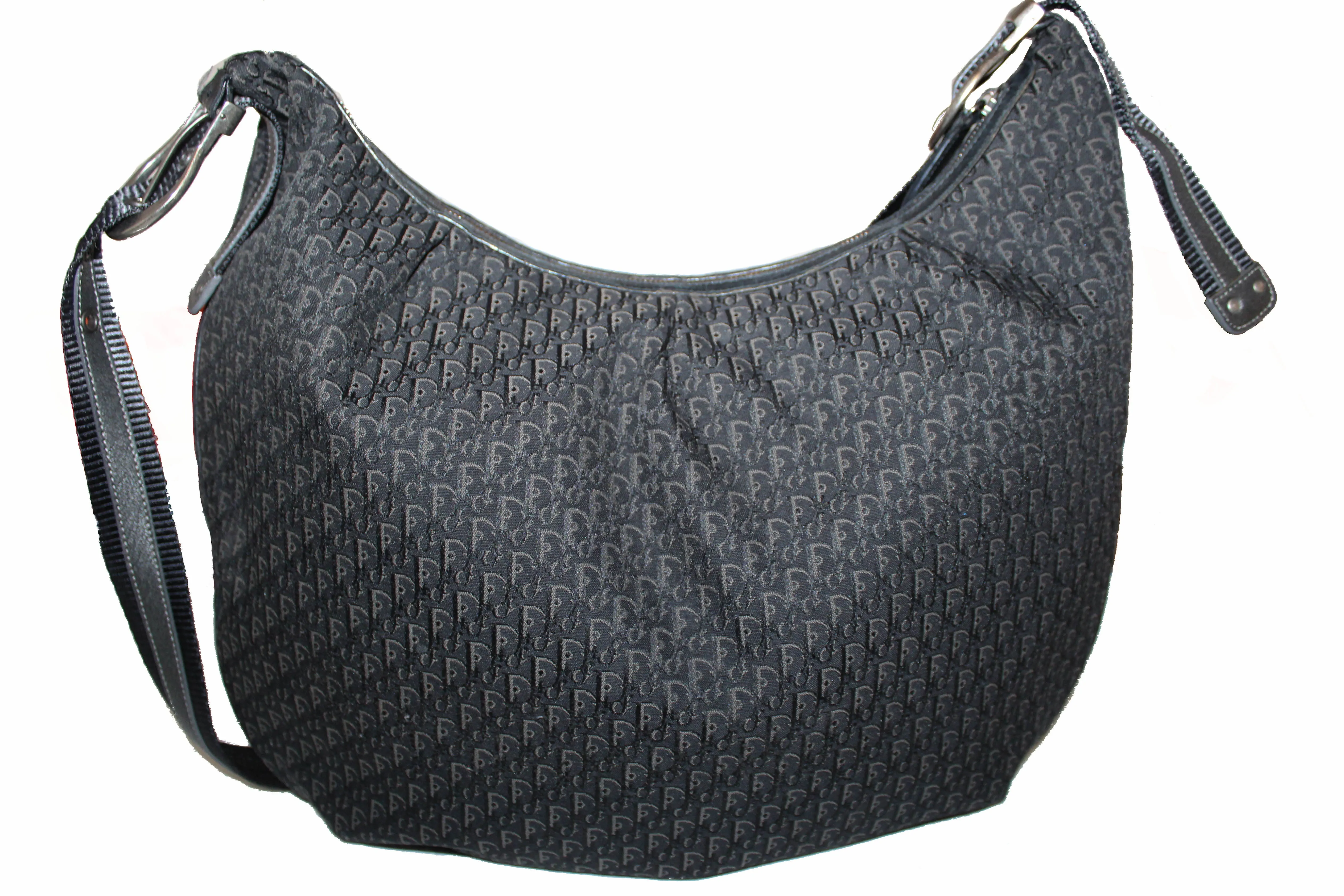 Authentic Christian Dior Black Fabric Messenger Bag