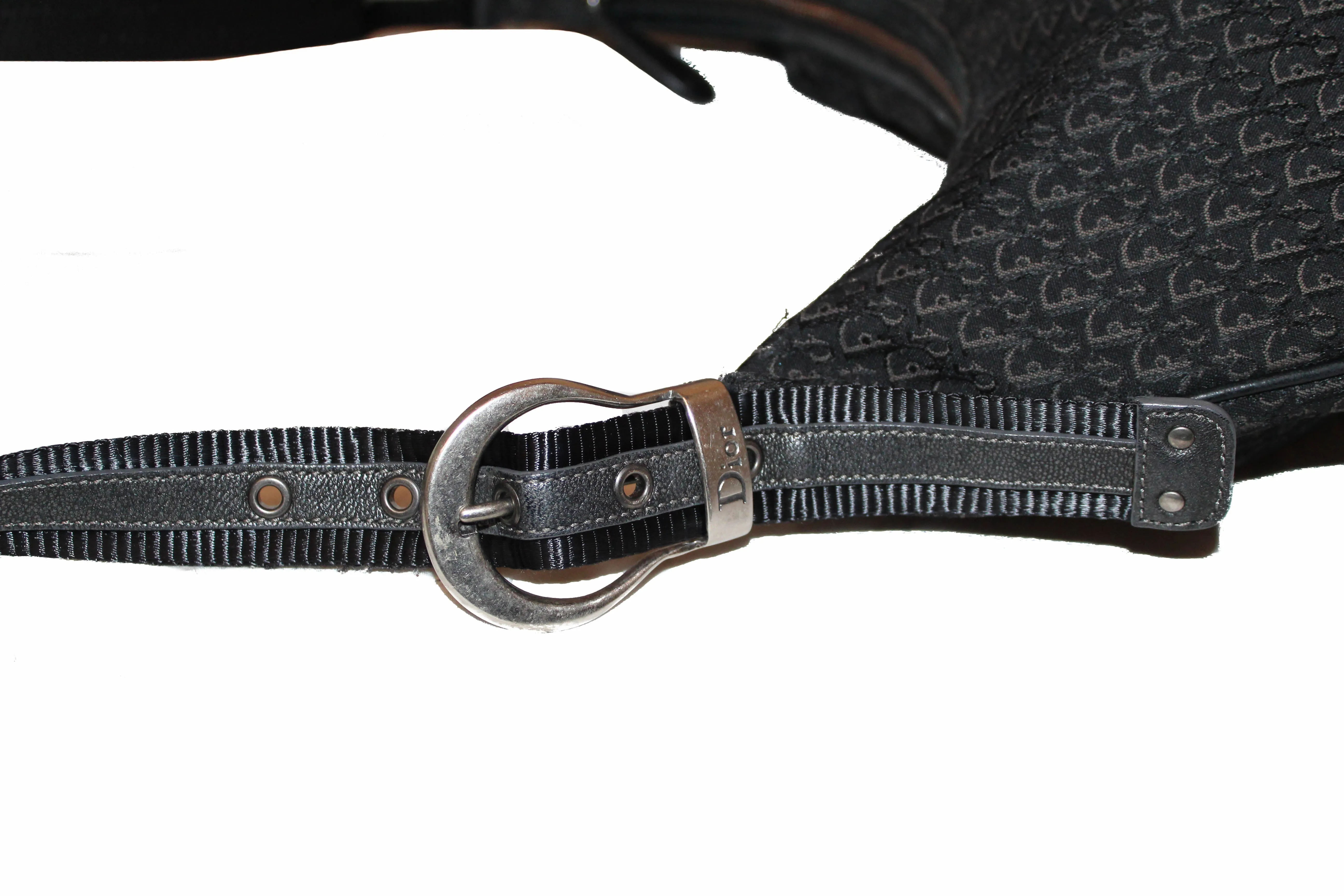 Authentic Christian Dior Black Fabric Messenger Bag