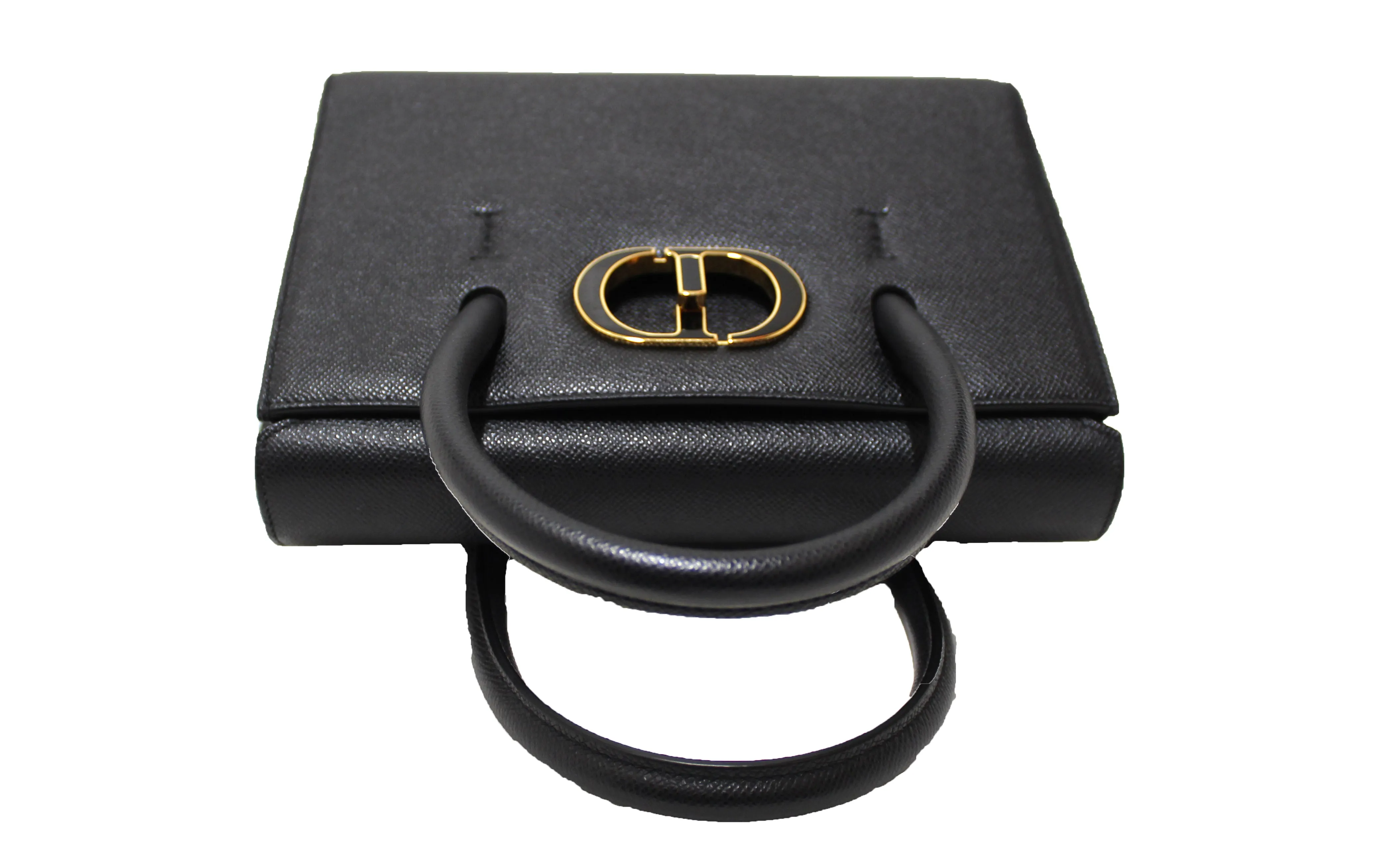 Authentic Christian Dior Black Grained Calfskin Medium St. Honore Tote