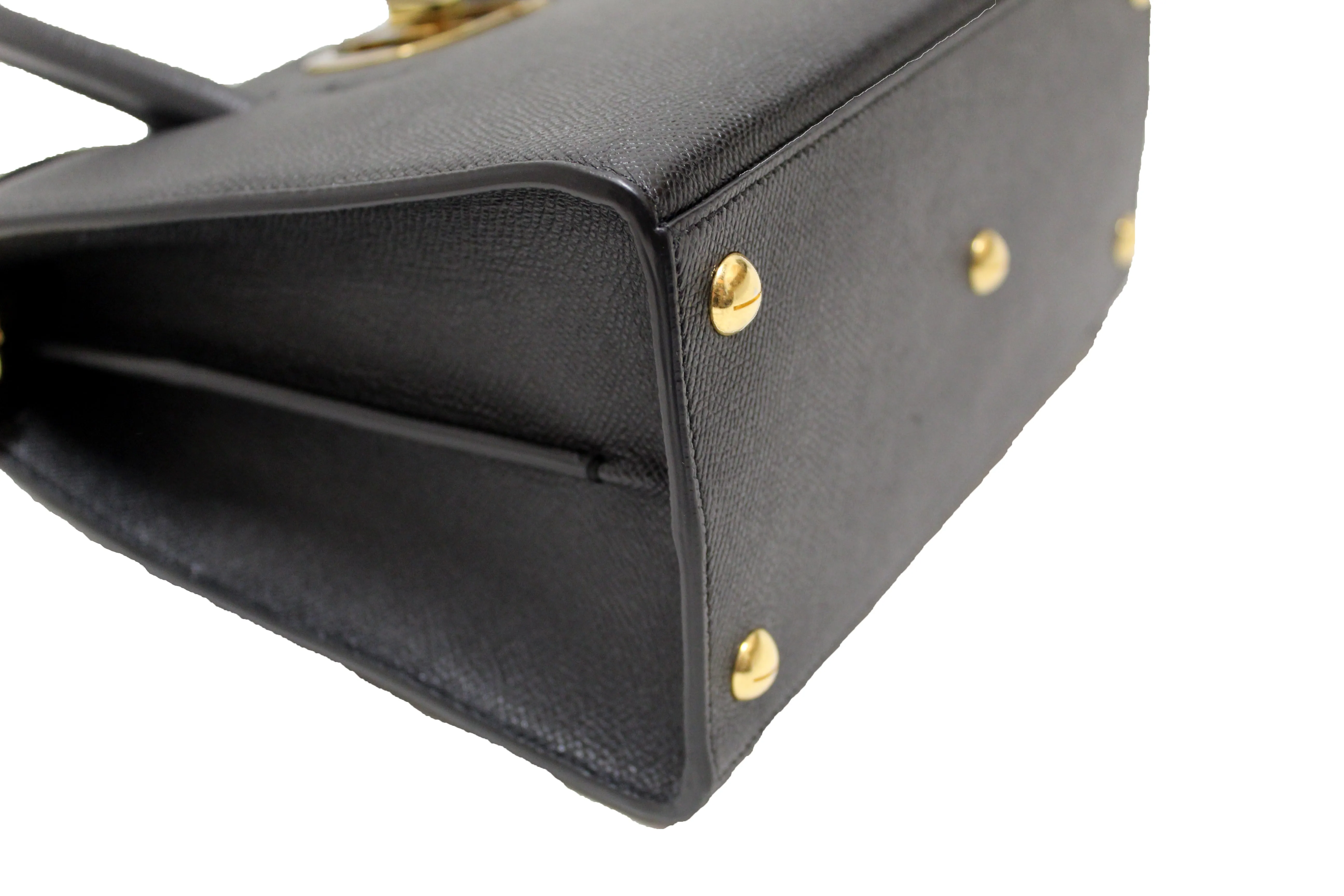 Authentic Christian Dior Black Grained Calfskin Medium St. Honore Tote