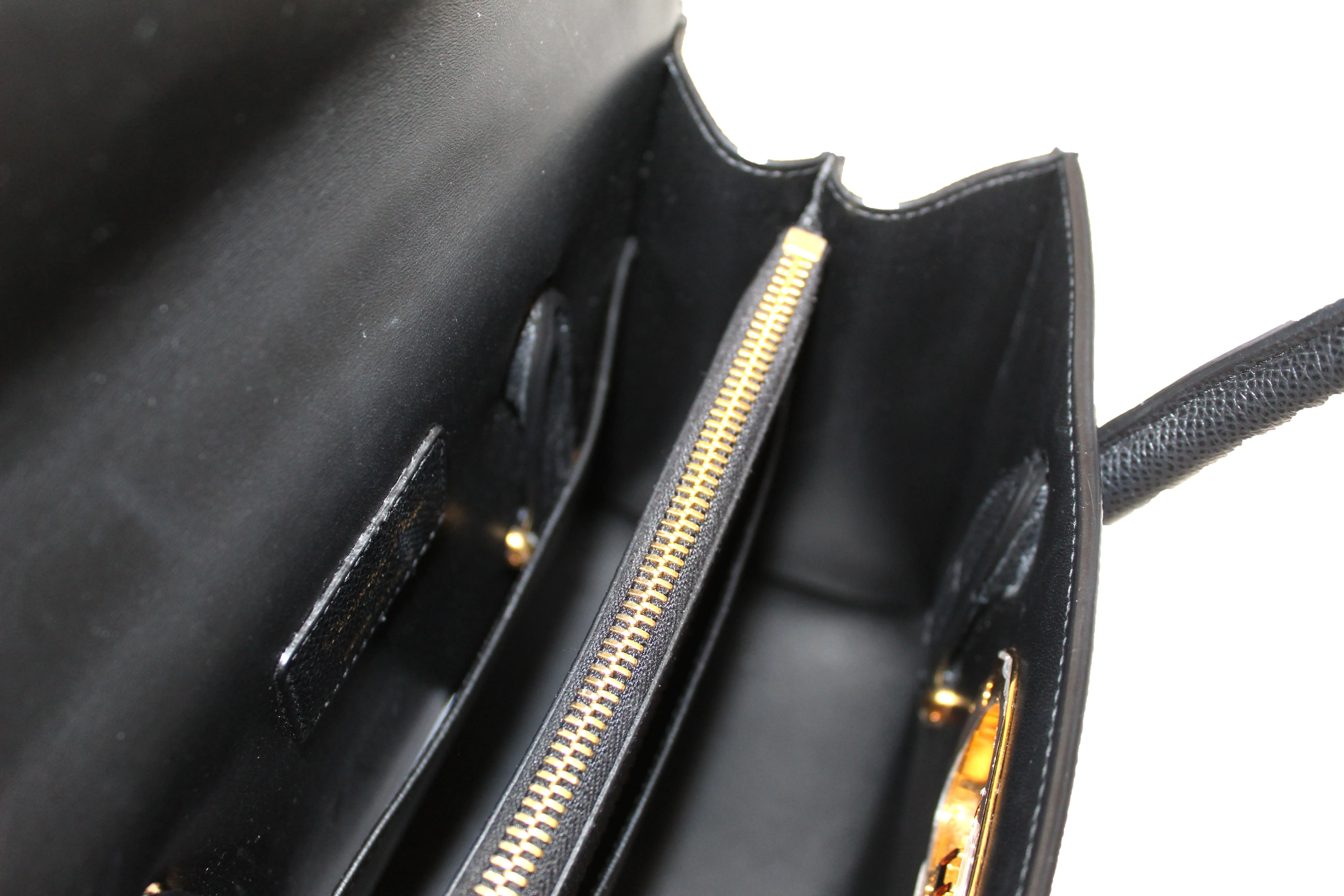 Authentic Christian Dior Black Grained Calfskin Medium St. Honore Tote
