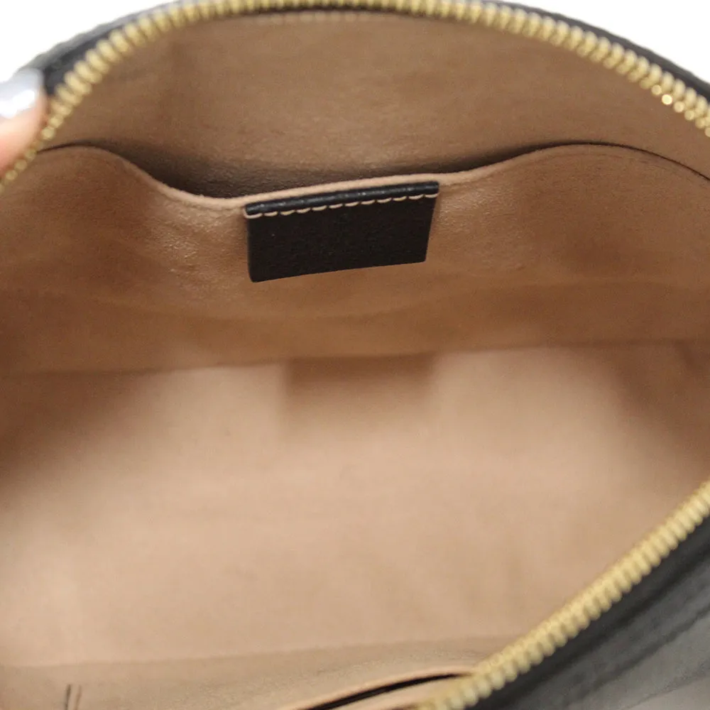 Authentic Gucci Black Calfskin Leather Web GG Small Ophidia Dome Shoulder Bag