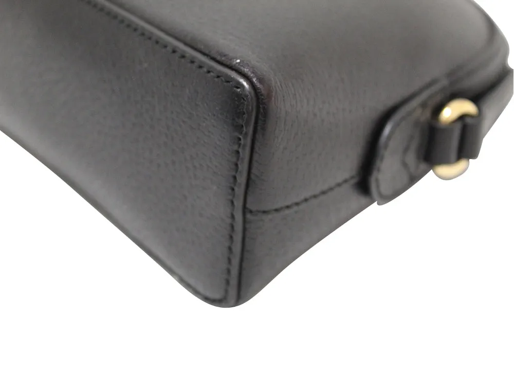 Authentic Gucci Black Calfskin Leather Web GG Small Ophidia Dome Shoulder Bag