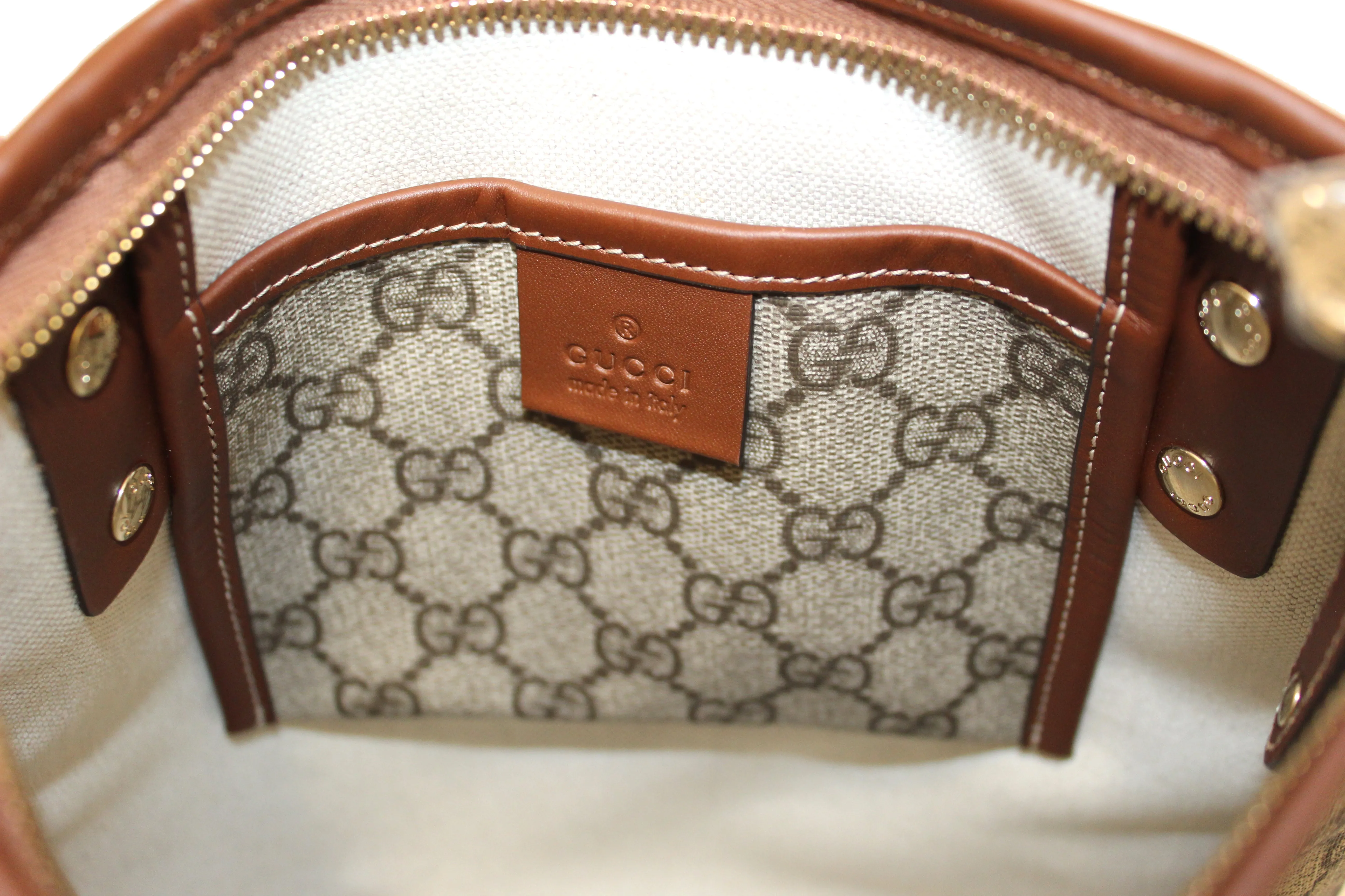 Authentic NEW Gucci Brown GG Coated Canvas Small Crossbody Bag