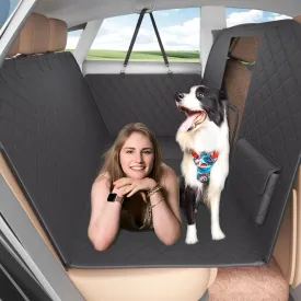 Back Seat Extender for Dogs with Escape-Proof Dog Car Barrier, Upgrated Firm Frame Dog Seat Cover for Back Seat Hard Bottom Holds 400lbs, WaterproofDog Travel Bed Backseat Cover for Car&SUV