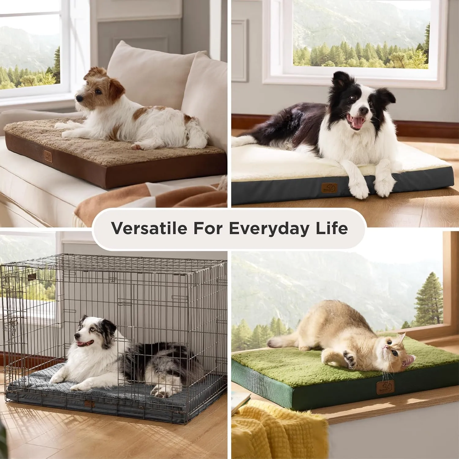 Bedsure Large Dog Bed for Crate - Orthopedic Waterproof Puppy Beds with Removable Washable Cover, Egg Crate Foam Pet Mat, Suitable for Pet Up to 90 lbs