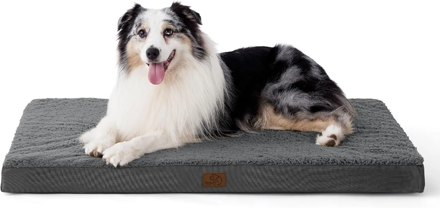 Bedsure Large Dog Bed for Crate - Orthopedic Waterproof Puppy Beds with Removable Washable Cover, Egg Crate Foam Pet Mat, Suitable for Pet Up to 90 lbs