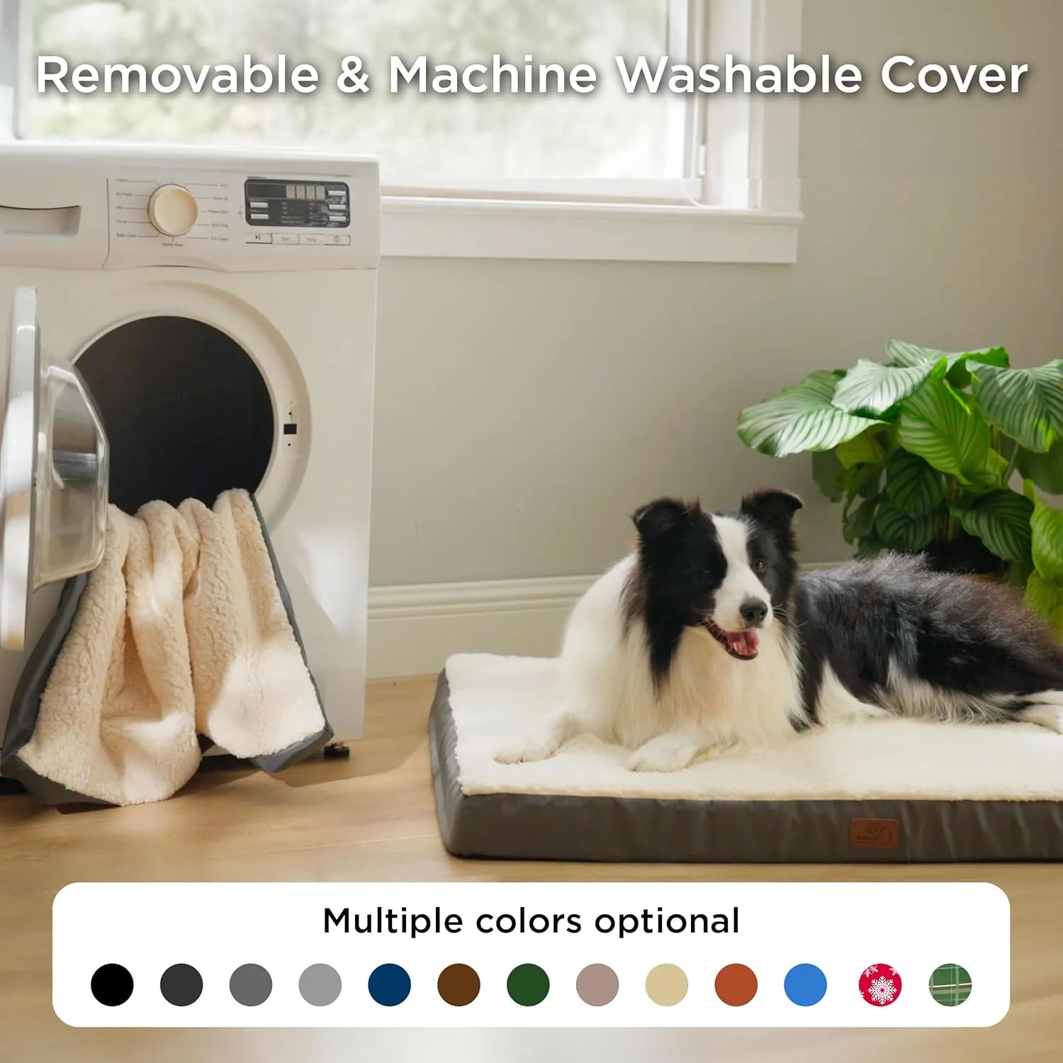 Bedsure Large Dog Bed for Crate - Orthopedic Waterproof Puppy Beds with Removable Washable Cover, Egg Crate Foam Pet Mat, Suitable for Pet Up to 90 lbs