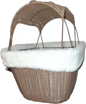 Bicycle Basket for Small Dogs and Cats - Bike Basket Includes Wired Cage Top with Sun Shade, Plush Removable Padded Liner, and Bicycle Bell