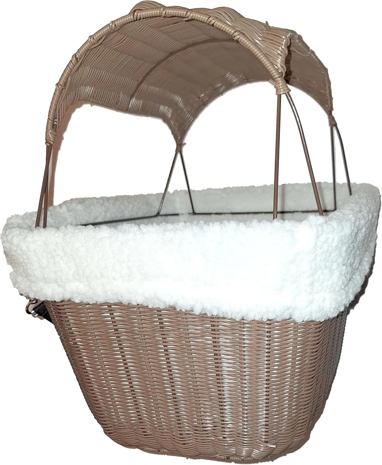 Bicycle Basket for Small Dogs and Cats - Bike Basket Includes Wired Cage Top with Sun Shade, Plush Removable Padded Liner, and Bicycle Bell