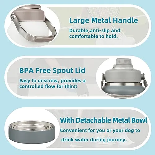 BJPKPK Half Gallon Water Bottle Insulated, Dishwasher Safe 64oz Metal Water Bottle with Removable Bowl, BPA Free Leakproof Large Water Jug, Stainless Steel Reusable Thermos for Sports, Milky White