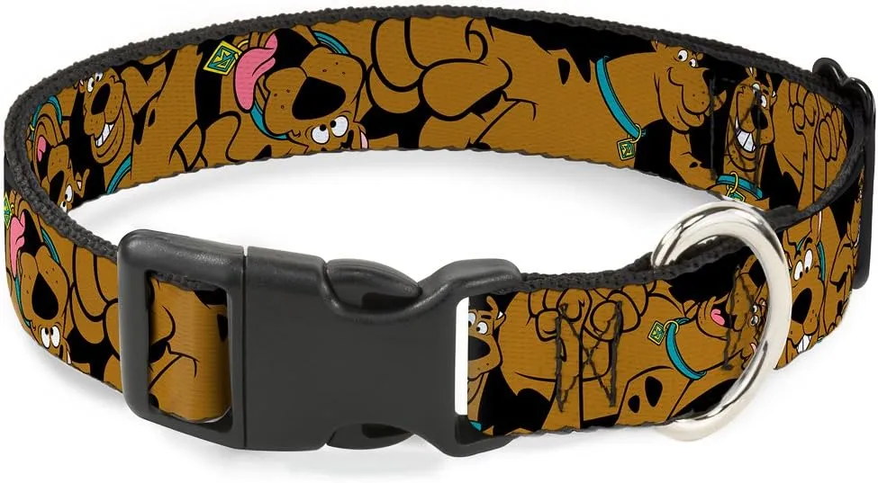 Buckle-Down "Scooby Doo Stacked " Plastic Clip Collar, Black, 1.5" Wide-Fits 16-23" Neck-Medium