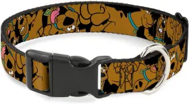 Buckle-Down "Scooby Doo Stacked " Plastic Clip Collar, Black, 1.5" Wide-Fits 16-23" Neck-Medium