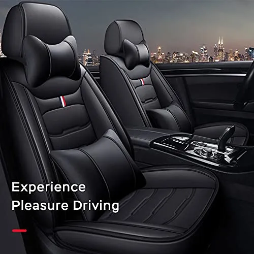 Car Seat Cover Fit for Audi Q2 Q3 Q5 Q7 TT R8 RS e-tron Faux Leather Front Rear 5-seat Covers Non-Slip Waterproof Deluxe Edition (Balck)