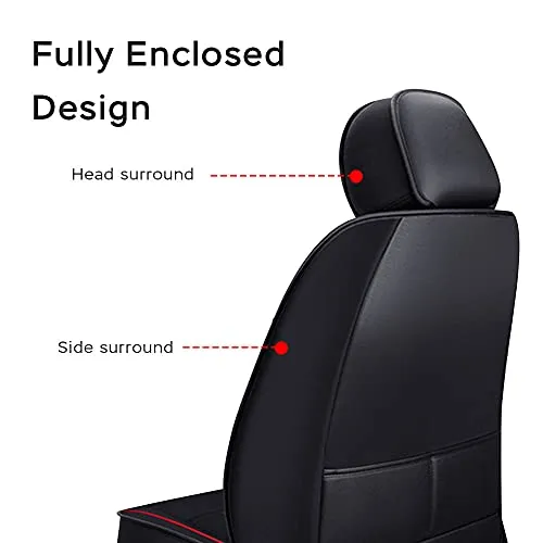 Car Seat Cover Fit for Audi Q2 Q3 Q5 Q7 TT R8 RS e-tron Faux Leather Front Rear 5-seat Covers Non-Slip Waterproof Deluxe Edition (Balck)