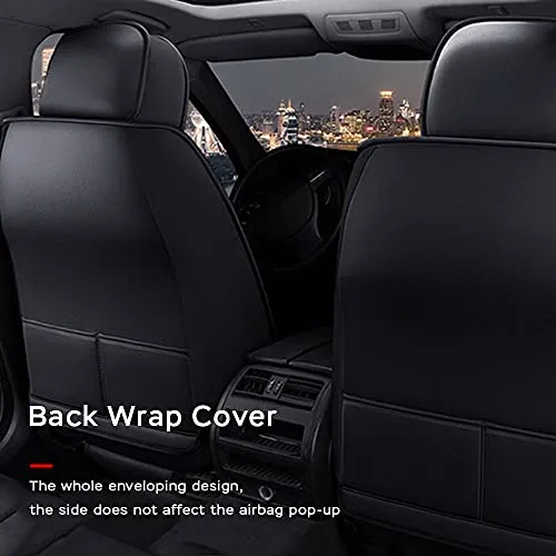 Car Seat Cover Fit for Audi Q2 Q3 Q5 Q7 TT R8 RS e-tron Faux Leather Front Rear 5-seat Covers Non-Slip Waterproof Deluxe Edition (Balck)