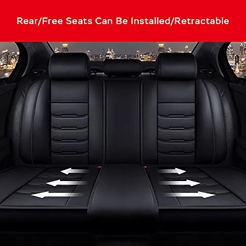Car Seat Cover Fit for Audi Q2 Q3 Q5 Q7 TT R8 RS e-tron Faux Leather Front Rear 5-seat Covers Non-Slip Waterproof Deluxe Edition (Balck)